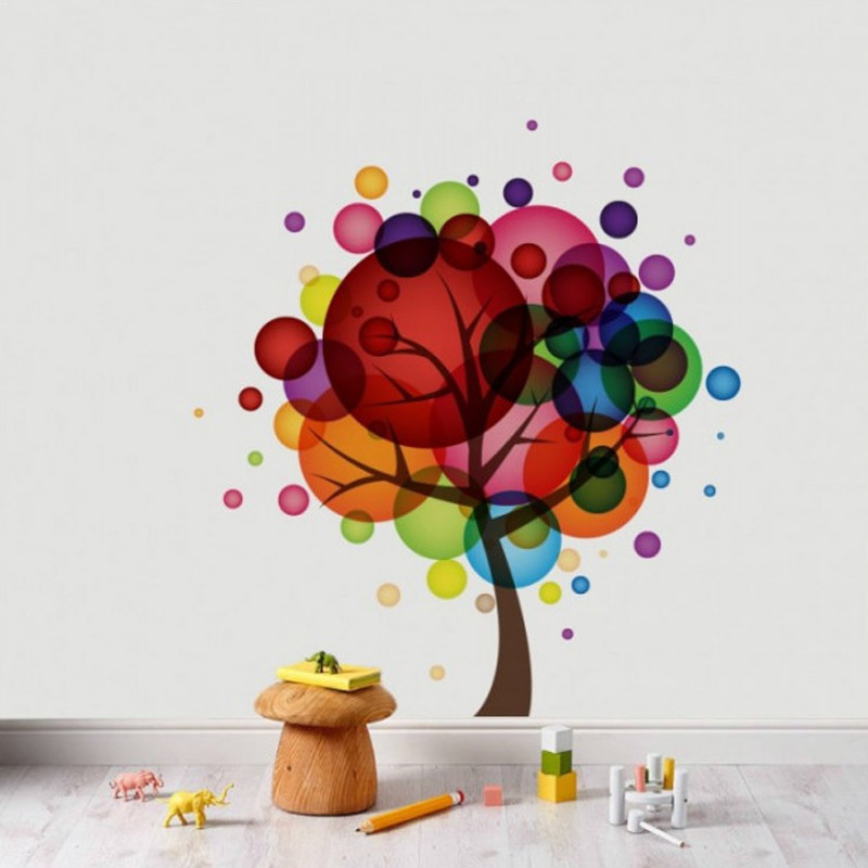 Αυτοκόλλητο τοίχου Παιδικά πολύχρωμο δέντρο